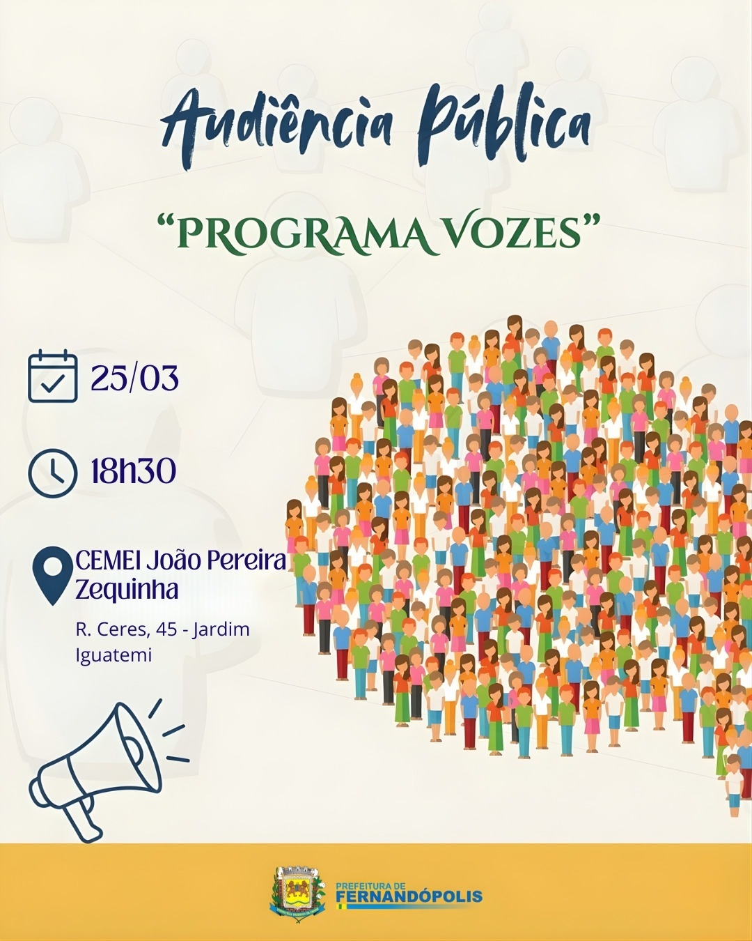 Segunda audiência pública do Programa Vozes acontece nesta quarta-feira