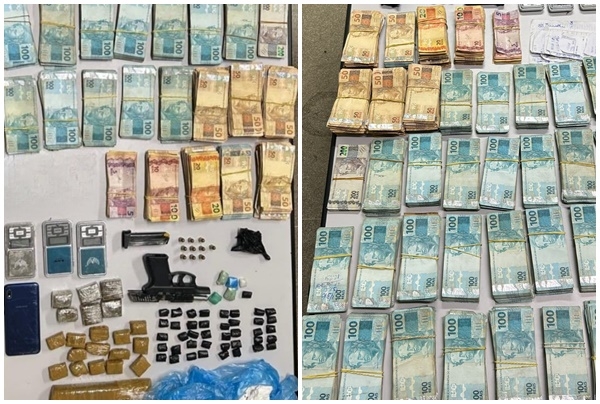 Polícia Militar apreende drogas, arma e mais de R$ 350 mil com indivíduo na região