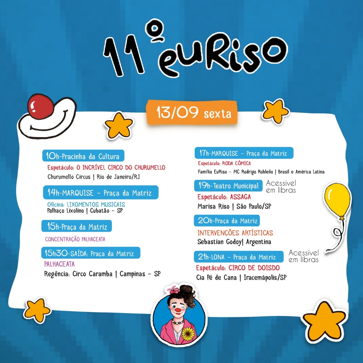 VEJA O PROGRAMA DO EURISO NESTA SEXTA-FEIRA, 13