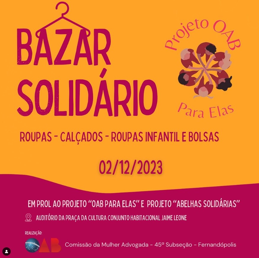 BAZAR SOLIDÁRIO - OAB PARA ELAS