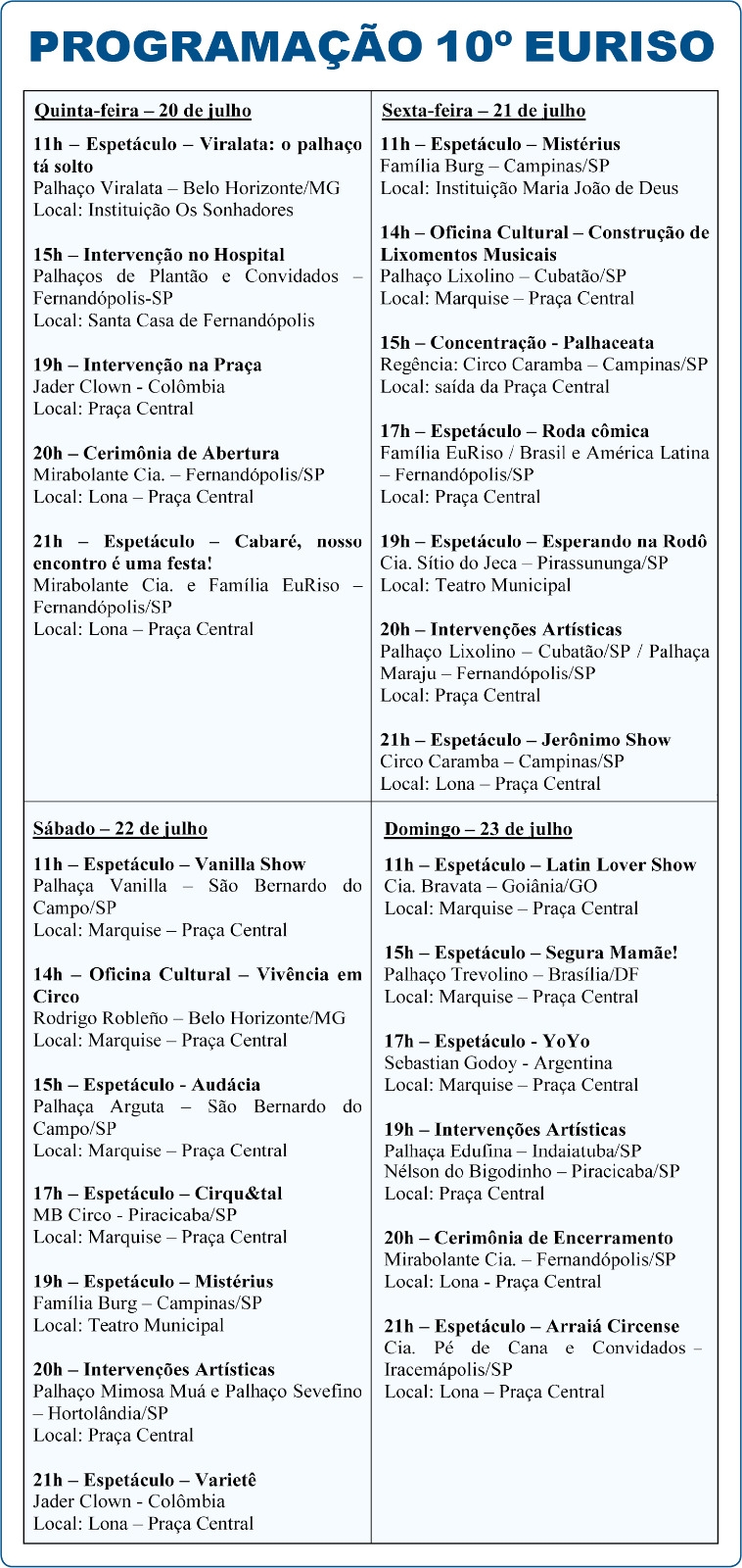 10º EURISO - FESTIVAL INTERNACIONAL DE PALHAÇOS