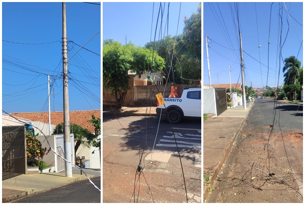 Carreta se enroscou em fiação em Fernandópolis. Foto - Divulgação