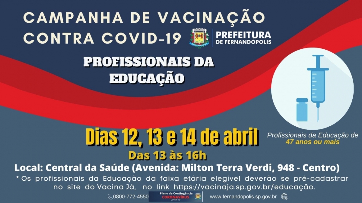 Covid-19: vacinação dos profissionais da Educação