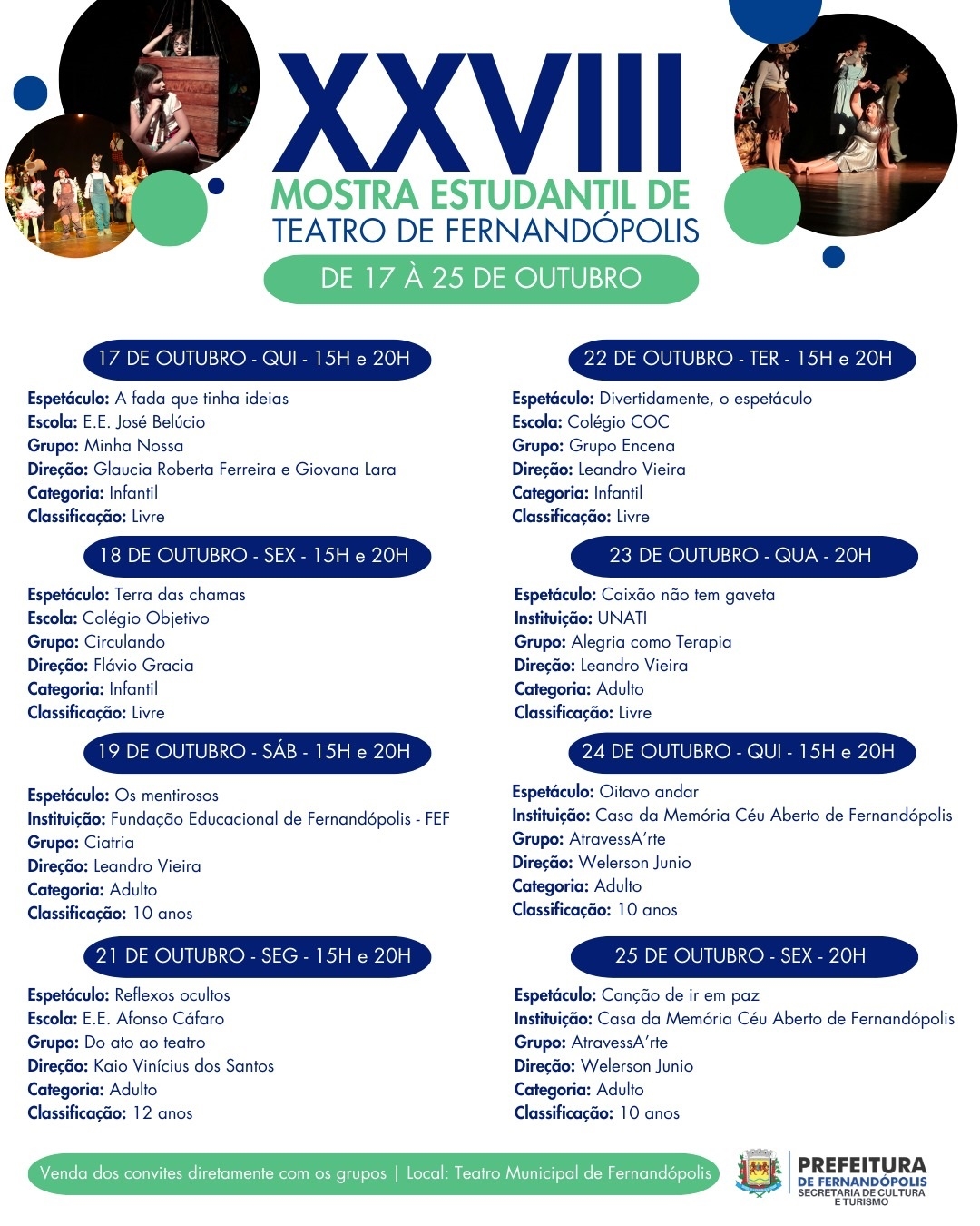 VEJA A PROGRAMAÇÃO COMPLETA