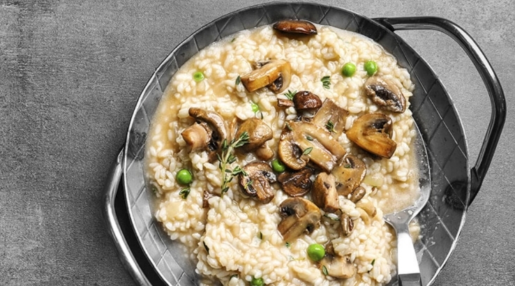 Risoto de cogumelos e alho-poró