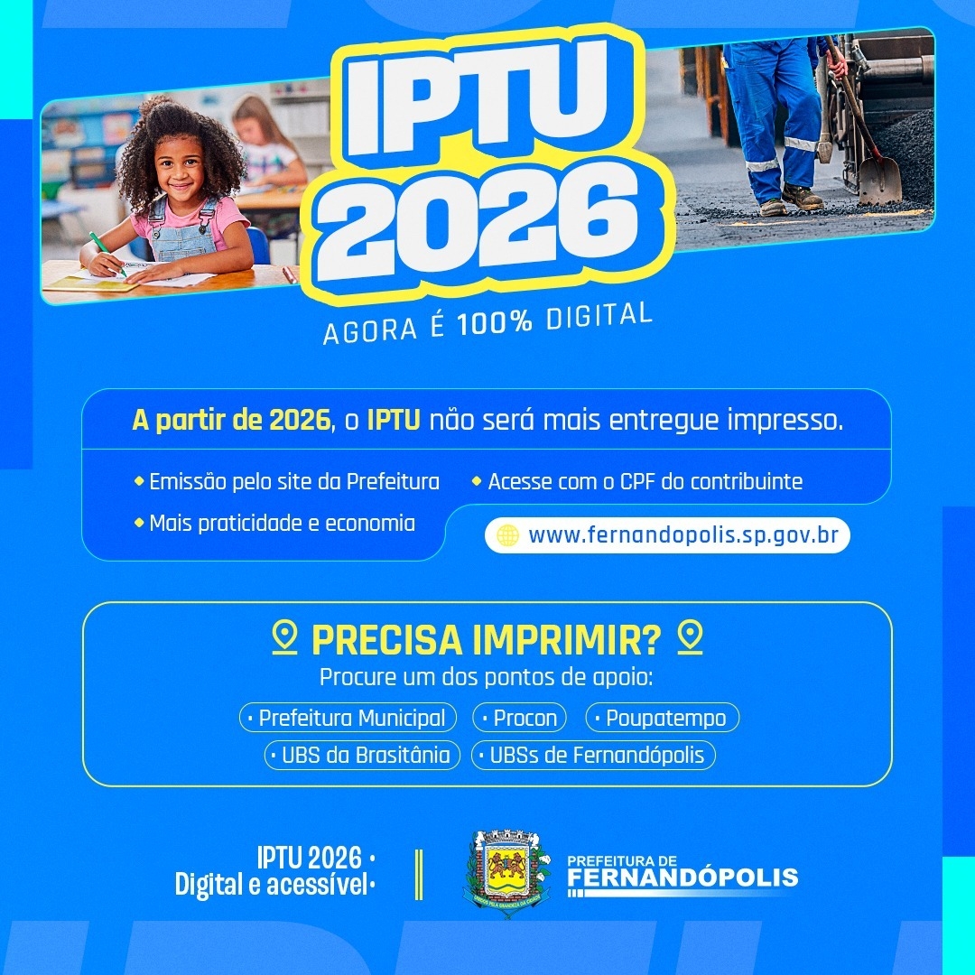 Contribuintes já podem acessar o IPTU digital 2026; Prefeitura disponibiliza rede de apoio para atendimento