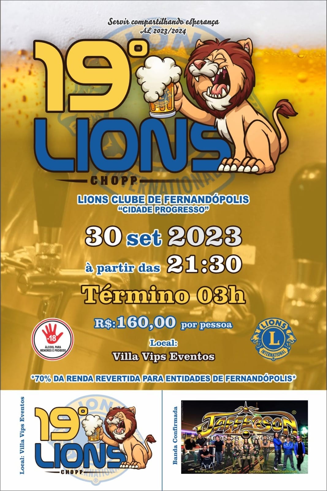 LIONS CHOPP CASAIS - VILLA VIPS EVENTOS