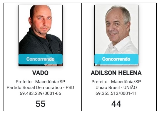 Os candidatos a prefeito em Macedônia. Foto - reporodução TRE/SP