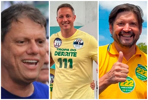 Tarcisio, Derrite e Prado saem vitoriosos nas urnas - Fotos: Estadão Conteudo e arquivo pessoal